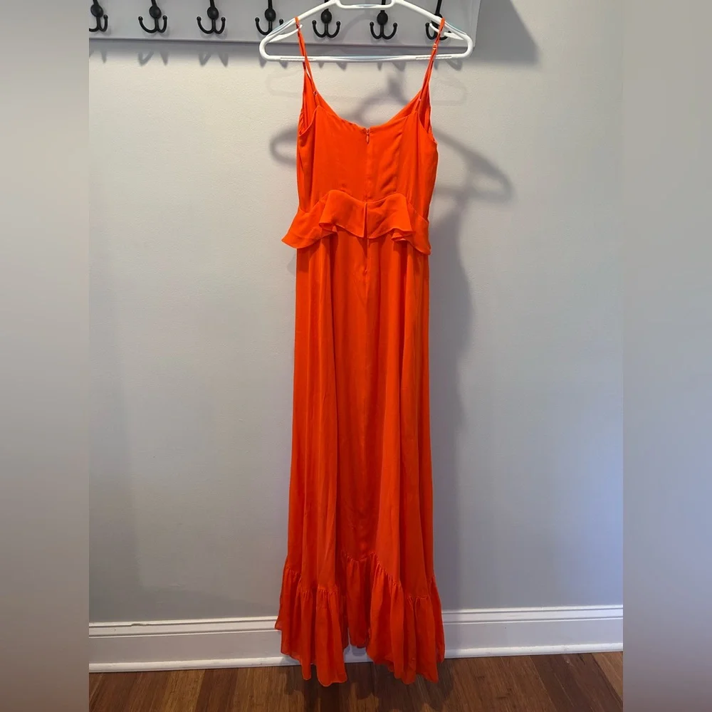 L'agence Silk Orange Ruffle Maxi Dress Size 2 - Picture 6 of 14